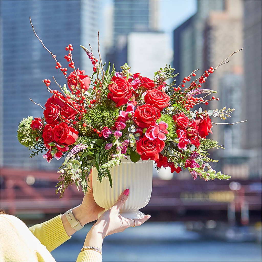 Big Red Bow Bouquet – Jerome Florist, Bronx NY