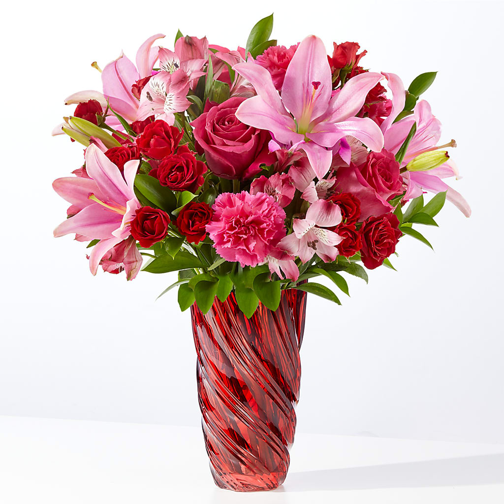 In Love Bouquet with Luxe Swirl Vase – Jerome Florist, Bronx NY