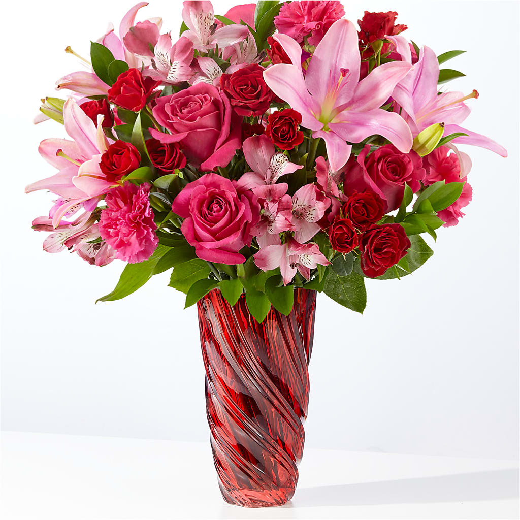 In Love Bouquet with Luxe Swirl Vase – Jerome Florist, Bronx NY