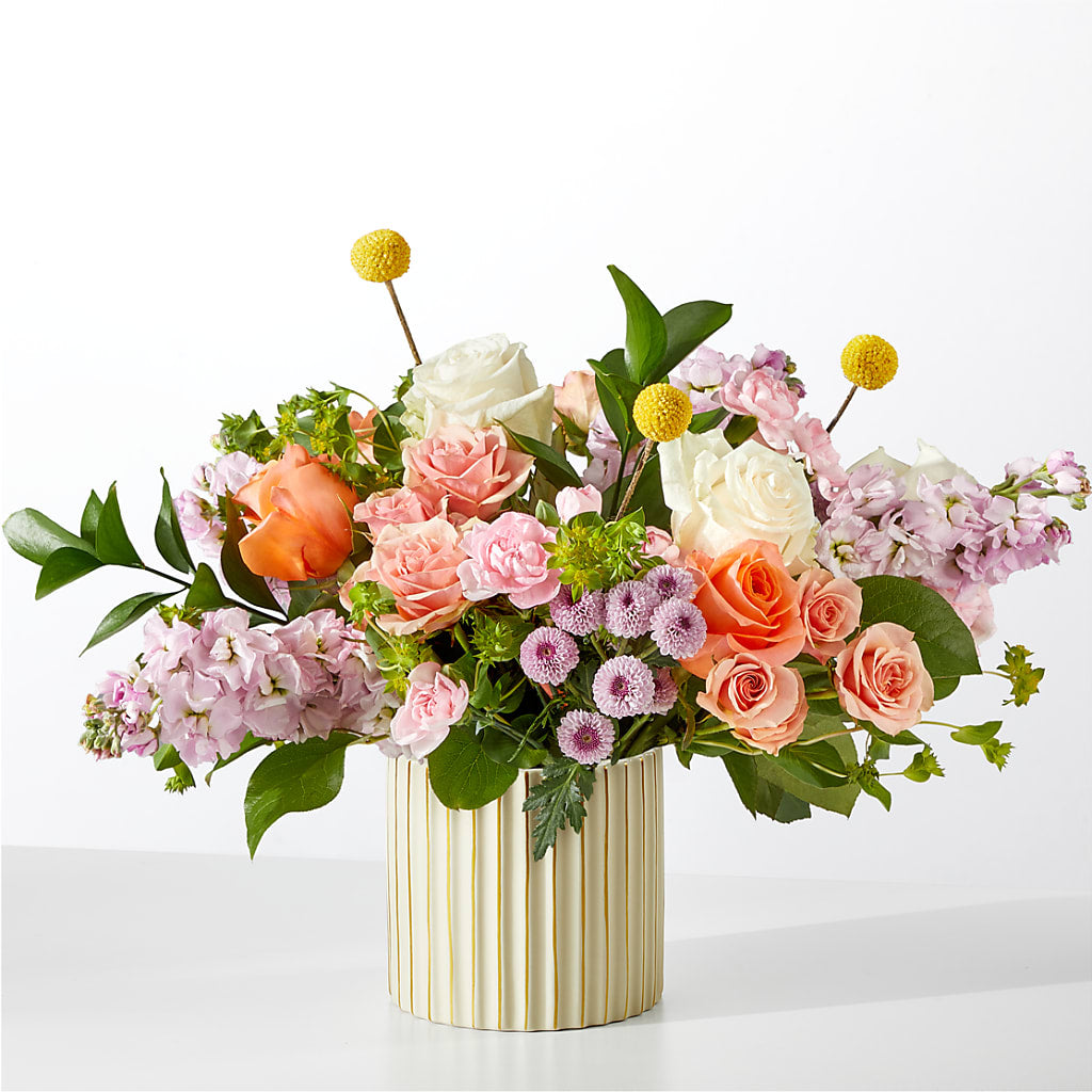 French Market Bouquet with Ivory Vase – Jerome Florist, Bronx NY