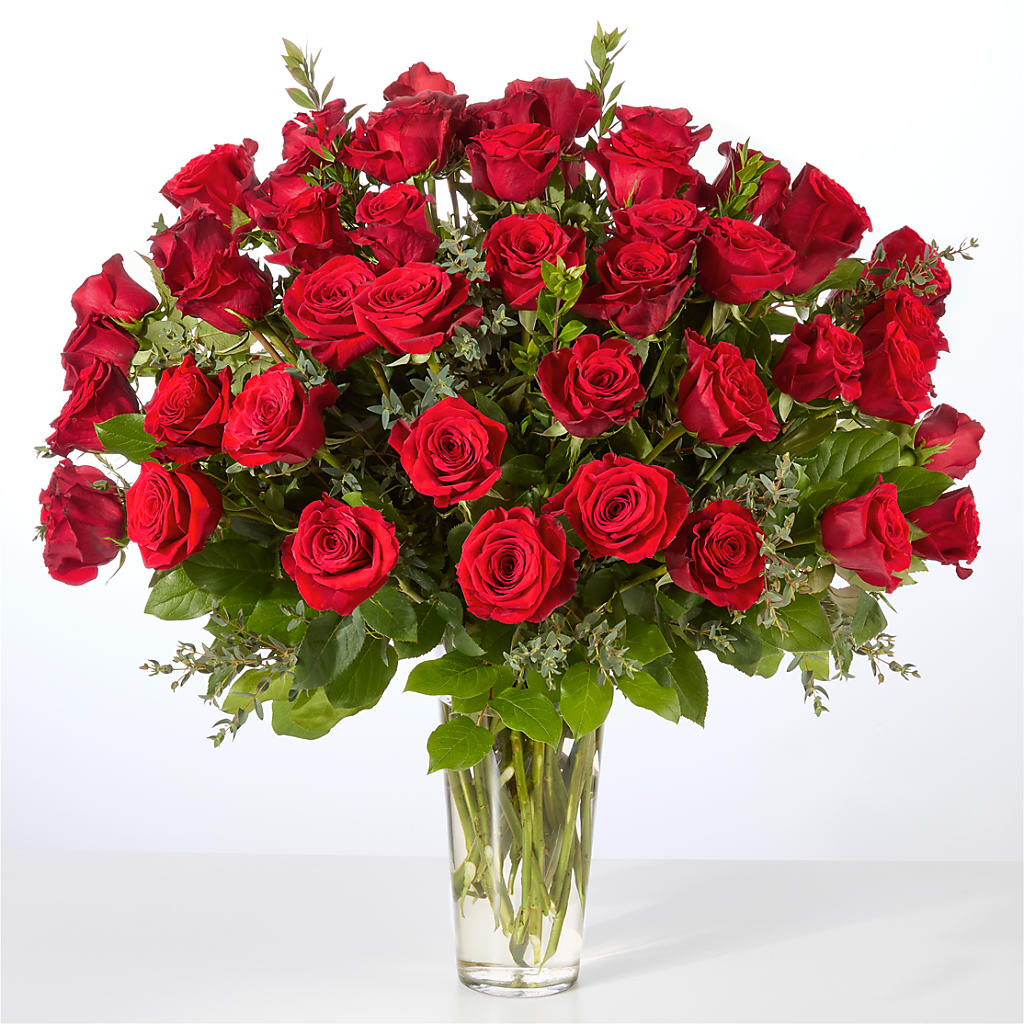 Forever Yours Fifty Stem Red Rose Bouquet – Jerome Florist, Bronx NY