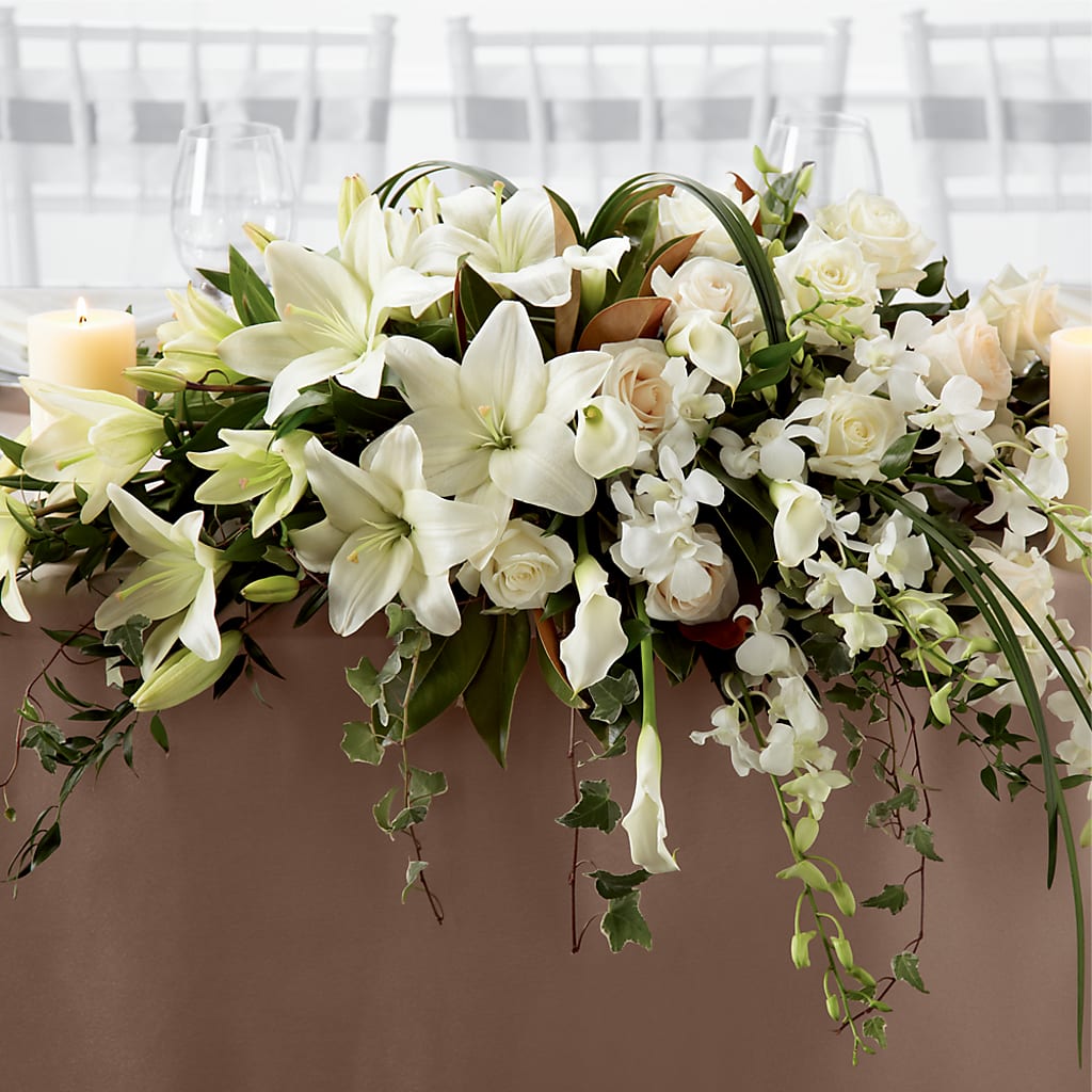 White Linen Arrangement – Jerome Florist, Bronx NY