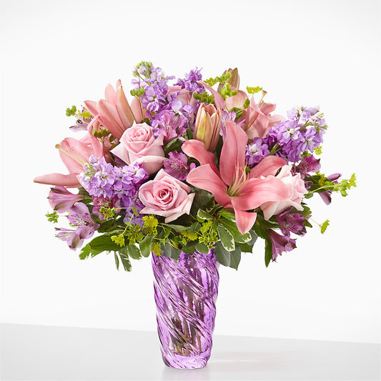 Precious Petals Bouquet with Luxe Swirl Vase –  Jerome Florist, Bronx NY