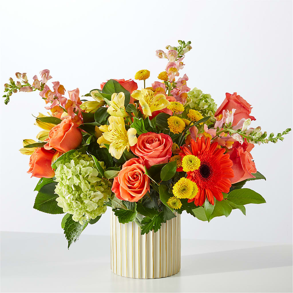 Autumn Sunshine Bouquet with Ivory Vase –  Jerome Florist, Bronx NY