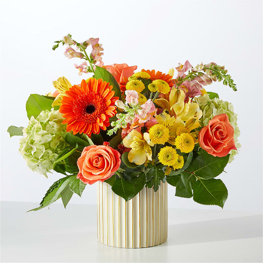 Autumn Sunshine Bouquet with Ivory Vase –  Jerome Florist, Bronx NY