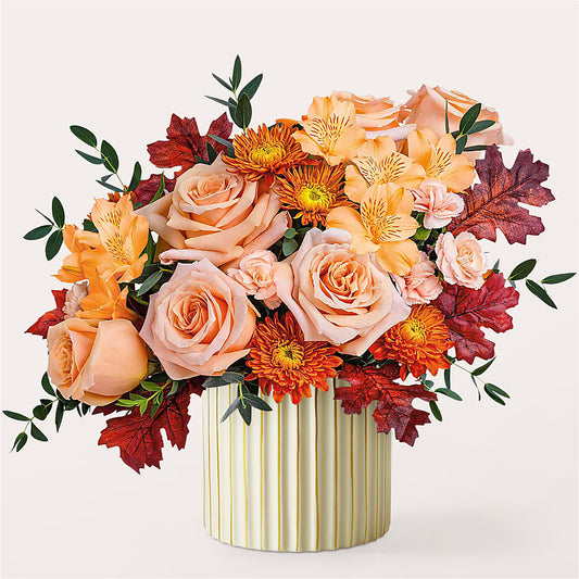 Spiced Latte Bouquet with Ivory Vase –  Jerome Florist, Bronx NY